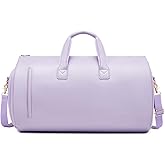 Leather Garment Bag Women, Carry on Garment Bag for Travel Convertible Garment Duffel Bag 2 in 1 Waterproof Foldable Travel Suit Bag Weekender Bag with Shoe Pouch