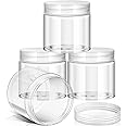 Patelai 4 Pieces Round Wide-mouth Leak Proof Plastic Container Jars with Lids for Travel Storage Makeup Beauty Products Face Creams Oils Salves Ointments DIY Making(8 Ounce,Clear)