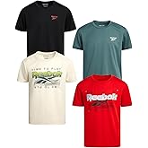 Reebok Active Boys Tshirts - 4 Pack Dry Fit Crew Neck Short Sleeve Boys Athletic Shirts Youth Kids Activewear