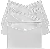 G4GADGET A4 Clear Plastic Wallets Pack of 10 with Label Pocket Snap Button view 1