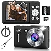 Digital Camera, 44MP Compact Camera, FHD 1080P Point and Shoot Digital Cameras with 16X Zoom, Face Detect, Smile Capture, Anti Shake, for Boys Girls Teens Gifts(Black)