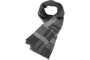 Prupoky Mens Cashmere Winter Scarf Soft Warm Wool Scarves Plaid Tassel Scarf for Men