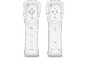 MINSWC Wii Controller 2 Pack, Wii Remote Controller with Silicone Case and Wrist Strap, Wii Remotes Compatible with Nintendo 