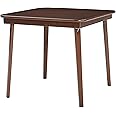 STAKMORE Straight Edge 32" Square Folding Card Table, Walnut Finish