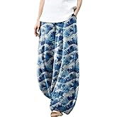 domirica Japanese Art Style Harem Pants for Women 2025 Fashion Summer Causal Wide Leg Elastic Waist Lantern Pants with Pocket
