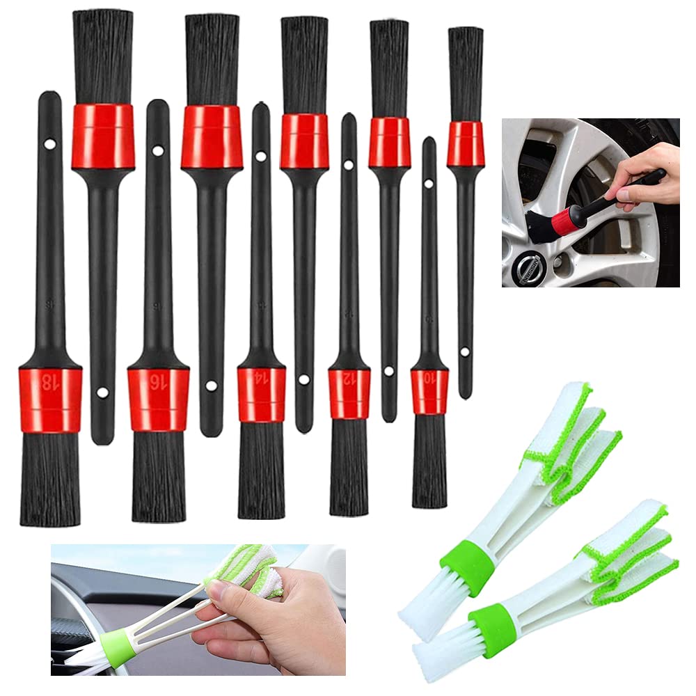 HUOHUOHUO Car Detailing Brush Set, Automotive Detail Cleaning Brushes,Auto Car Detailing Brush Set,Car Detailing Brush Set,Detail Cleaning Brush Set,Car Interior Cleaning Kit Brushes