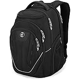 Swissdigital Design Large Travel Backpack For Men, TSA-Friendly Business Laptop Backpack, USB Charging Port,RFID Protection Tech Backpack Fits 15.6Inch Laptop Black/Green | J16BTF-21
