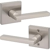 Halifax Square Passage Door Leverset - Reversible + Satin Nickel