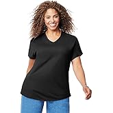 Just My Size Women's Plus-Size Short Sleeve V-Neck Tee