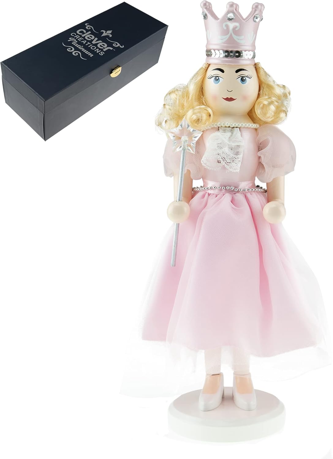 Nutcrackers - Clever Creations Platinum Sugar Plum Fairy 14 Inch Traditional Wooden Nutcracker, Festive Christmas Décor for Shelves and Tables