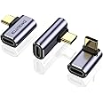 ELUTENG 3 Pack 90 Degree USB C Elbow Adapter 40Gbps Right Angle USB C with 100W Fast Charging 8K@60Hz USB C Male to Female Extender Adapter for Steam Deck, ROG Ally, Switch, iPhone 15/15 Pro Max