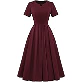 Wedtrend 1950s Dresses for Women Midi Retro Dresses 1940s Tea Party Dress with Pockets