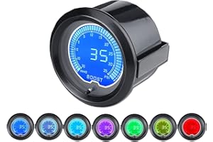 LEVANLIGHT 30 PSI Turbo Boost/Vacuum Gauge Kit, 2-1/16" 52mm Black, 7 Color Adjustable LED Display, Dual Digital Analog Outpu