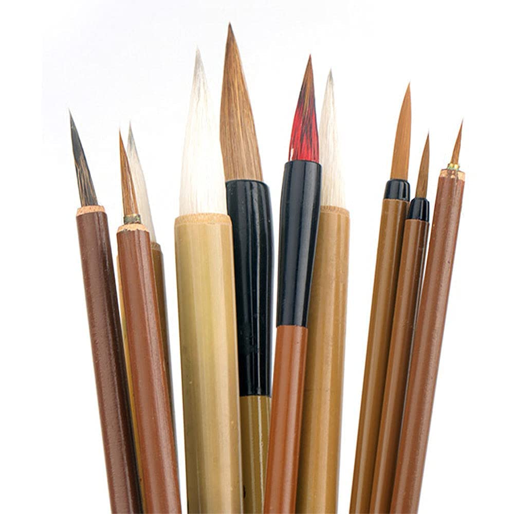 CENPEK 10Pcs-set Excellent Chinese Calligraphy Brush Kanji Japanese Sumi Drawing Brush