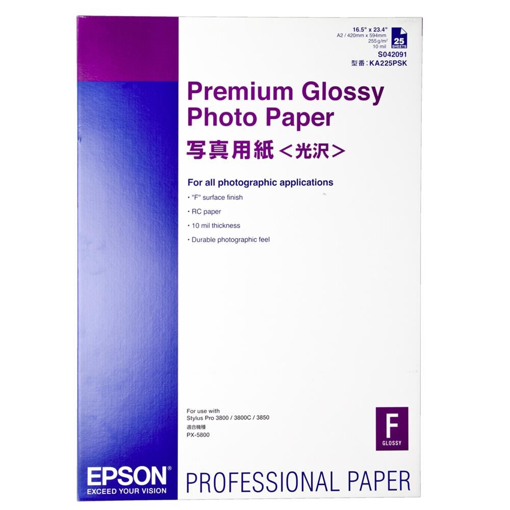 Epson C13S042091 Premium Glossy Photopaper Inkjet 255g / m2 A2 25 Pack