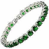 RIZILIA Statement Tennis Bracelet for Women | 6mm Round Brilliant Cut Multi Colors CZ Bracelets in 18K White Gold Plated | 7 inch