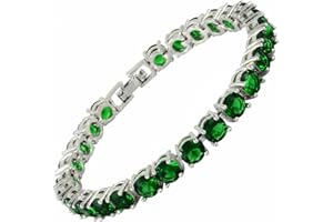 RIZILIA Round Cut Multi-Color CZ 18K Gold Plated Tennis Bracelet, 7"