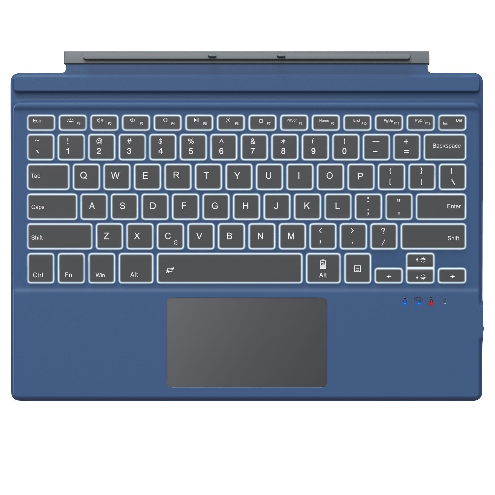 MoKo Type Cover Fit Microsoft Surface Pro 7 Plus/Pro 7/ Pro 6/ Pro 5/Pro 4/3, Ultra-Slim Wireless Bluetooth Tablet Keyboard with Trackpad, 7-Color LED Backlit, Built-in Rechargeable Battery, Indigo