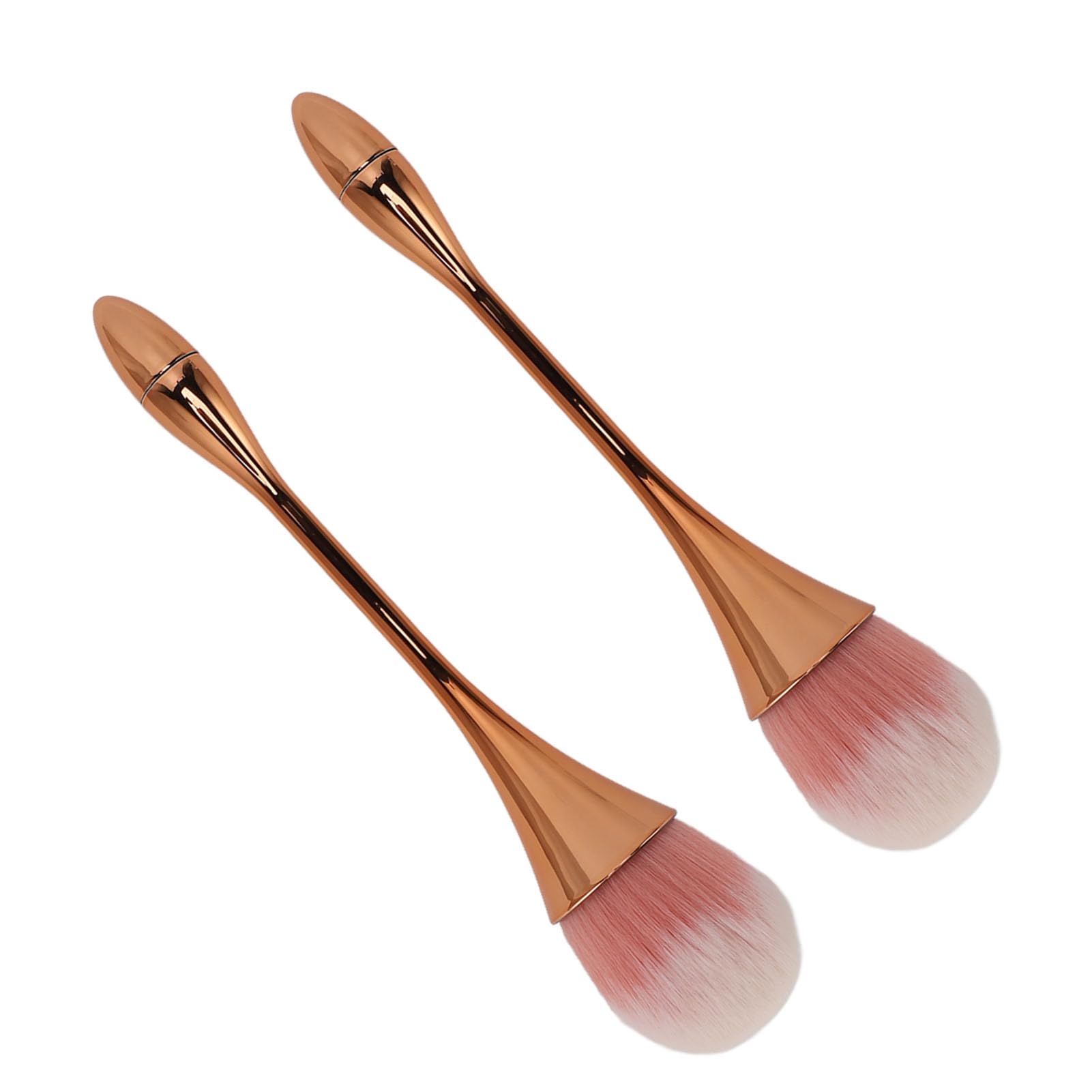 2PCS Nail Art Dust Cleaner Brush Soft and Fluffy Bristles, ABS with Nylon Brush, Ideal for Nail Dusting, Makeup with Easy Powder Application (Rose Gold)