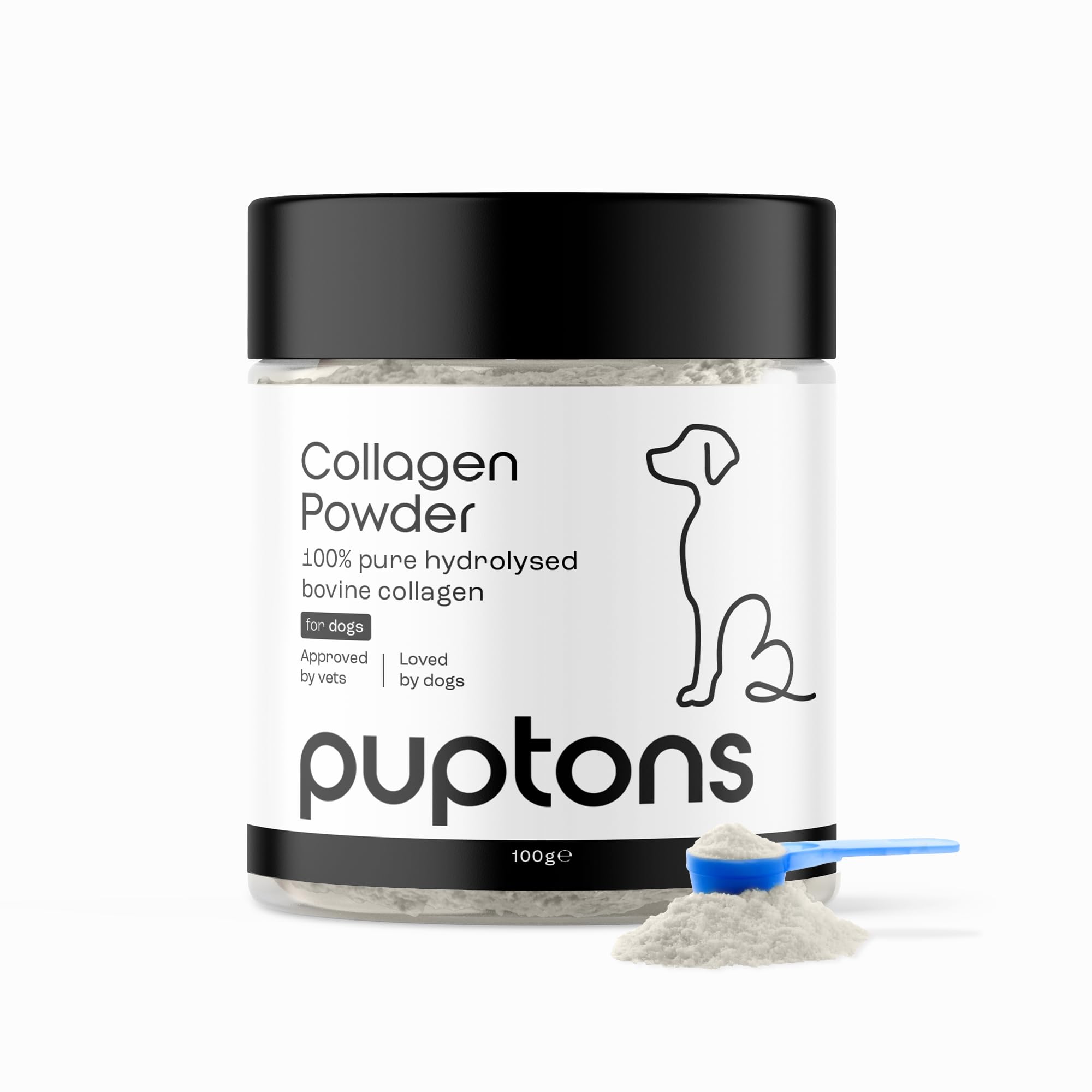 Puptons Collagen Powder for Dogs | 500g (200 Servings) Collagen Boost | Joint & Mobility Support for All Dogs | Aids Skin, Coat Health & Digestion | Measuring Scoop Included