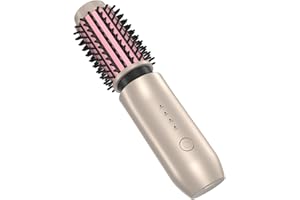 ZOKBOM 3 in 1 Cordless Hair Curler, Travel Curling Iron Brush with 4 Temperature Adjustable, USB Rechargeable Hair Curler Bru