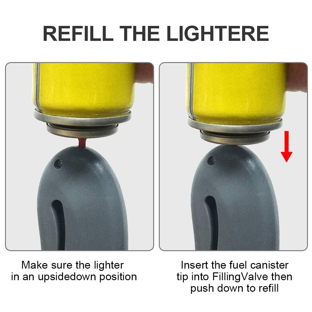 Butane Lighter, 4pcs Refillable Long Flame Lighter for BBQ Candle(No Butane Inside)