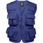 PEHMEA Men's Fishing Vest Utility Detachable Summer Vests with Pockets for Safari Travel Outdoor Work Photo Cargo Fly