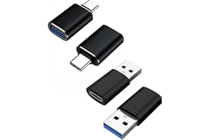 BMOSTE USB C to USB Adapter, USB 3.0 Type-C Male to USB Female, USB C Female to USB Male Adapter OTG Converter for PC/PS4/Camera/Laptop/TV/Projector/Monitor, Black(Set of 4)