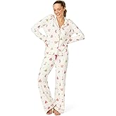 PJ Salvage womens Feline Festive Jersey Knit Long-sleeve Top and Pant 2-piece Pajama Set