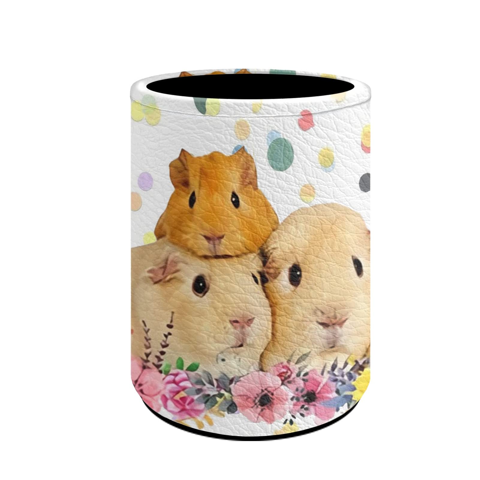Kuiaobaty Round Stand Pencil Holder for Student Cute Guinea Pig Print Pen Cup Pot Flower School Large Stationery Organizer