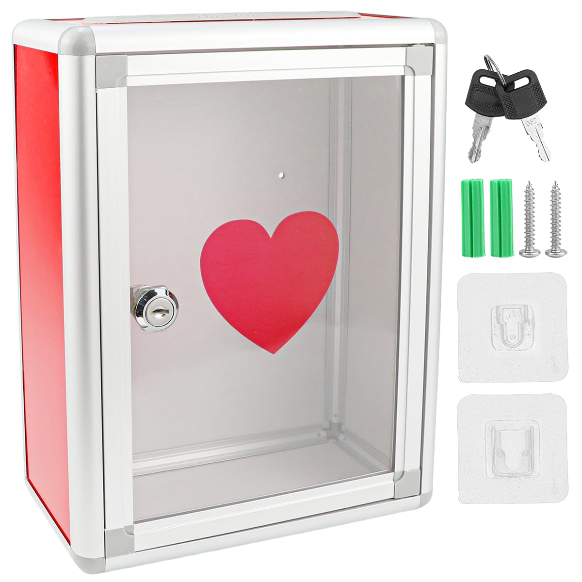 ZJIVQO Clear Suggestion Box，Clear Box with Lock，Wall Mounted Suggestion Box Lockable，Box for Donation for Office Company Letter Mail Storage Container Mounted Wall Raffle Box