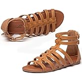 katliu Women's Gladiator Sandal Strappy Flat Sandals Two Ankle Buckle