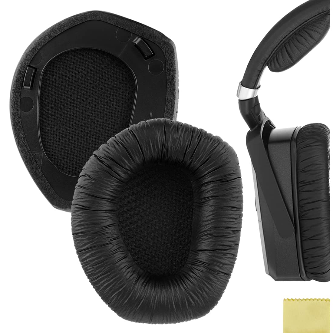 Geekria Leatherette Replacement Ear Pads for Sennheiser RS195, HDR195, RS185, HDR185, HDR175, RS175, HDR165, RS165 Headphones Ear Cushions, Repair Parts (Plastic Ring)