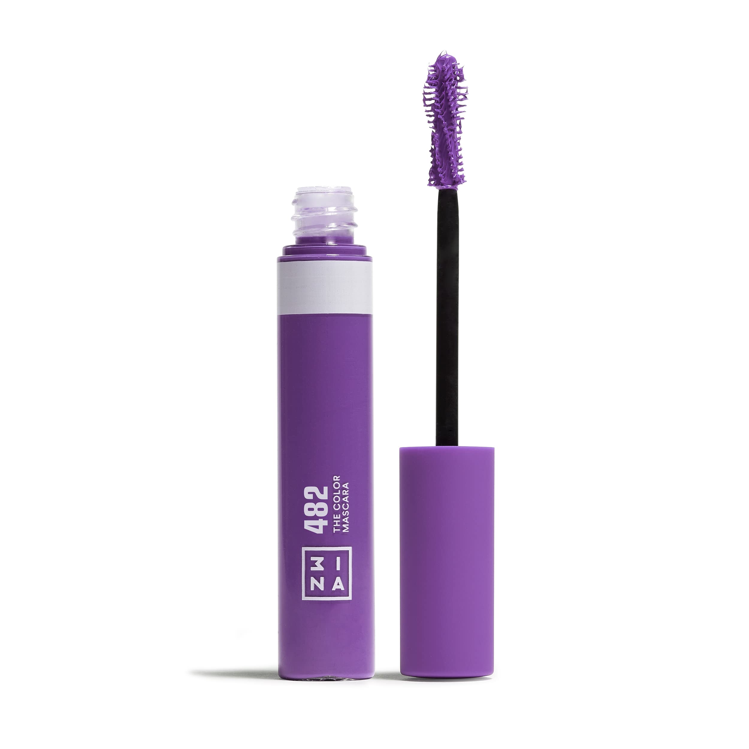 3INA MAKEUP - The Color Mascara 482 - Purple With Vegetal Keratin - Volume and Lift Long-Lasting - Flake Free - Lengthening for Sensitive Eyes - Vegan - Cruelty Free