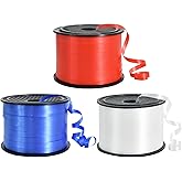 TONIFUL 300 Yards Curling Ribbon-Balloon Ribbon-Balloon String for Art&Craft Decor,Gift Wrapping,Ribbons and Bows for Halloween Christmas New Year Birthday Gifts Supplies (Blue Red White)