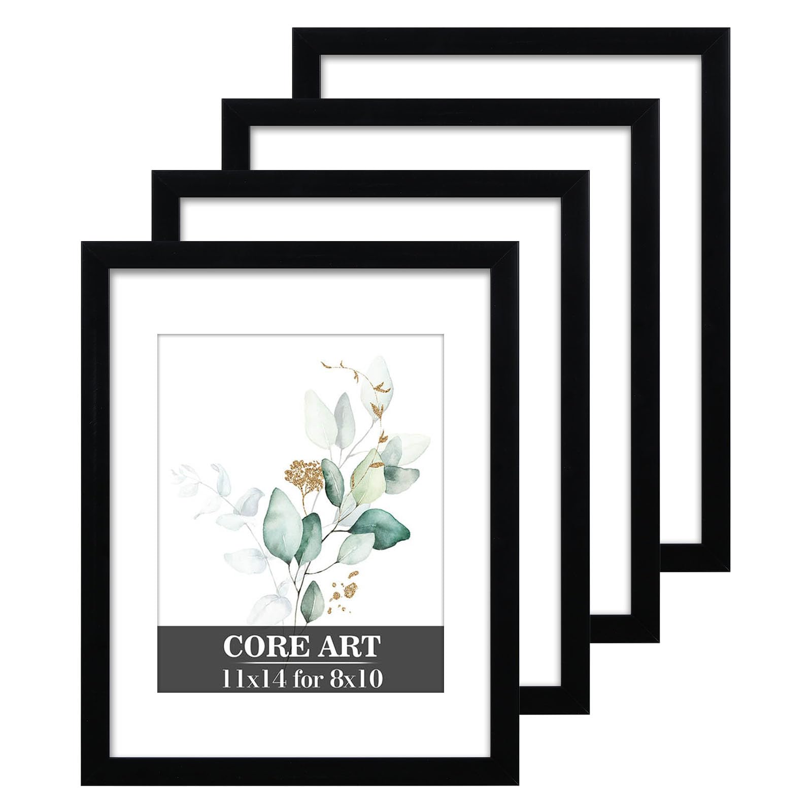 Photo 1 of *CHECK CLERK NOTES* CORE ART 11x14 Picture Frame, Black Picture Frames 8x10 with Mat or 11 x 14 without Mat for Wall or Tabletop Display, Photo Frame Set of 4