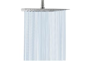 Rain Shower head, NearMoon High Flow Stainless Steel Square Rainfall ShowerHead, Waterfall Bath Shower Body Covering, Ceiling or Wall Mount (12 Inch, Brushed Nickel)