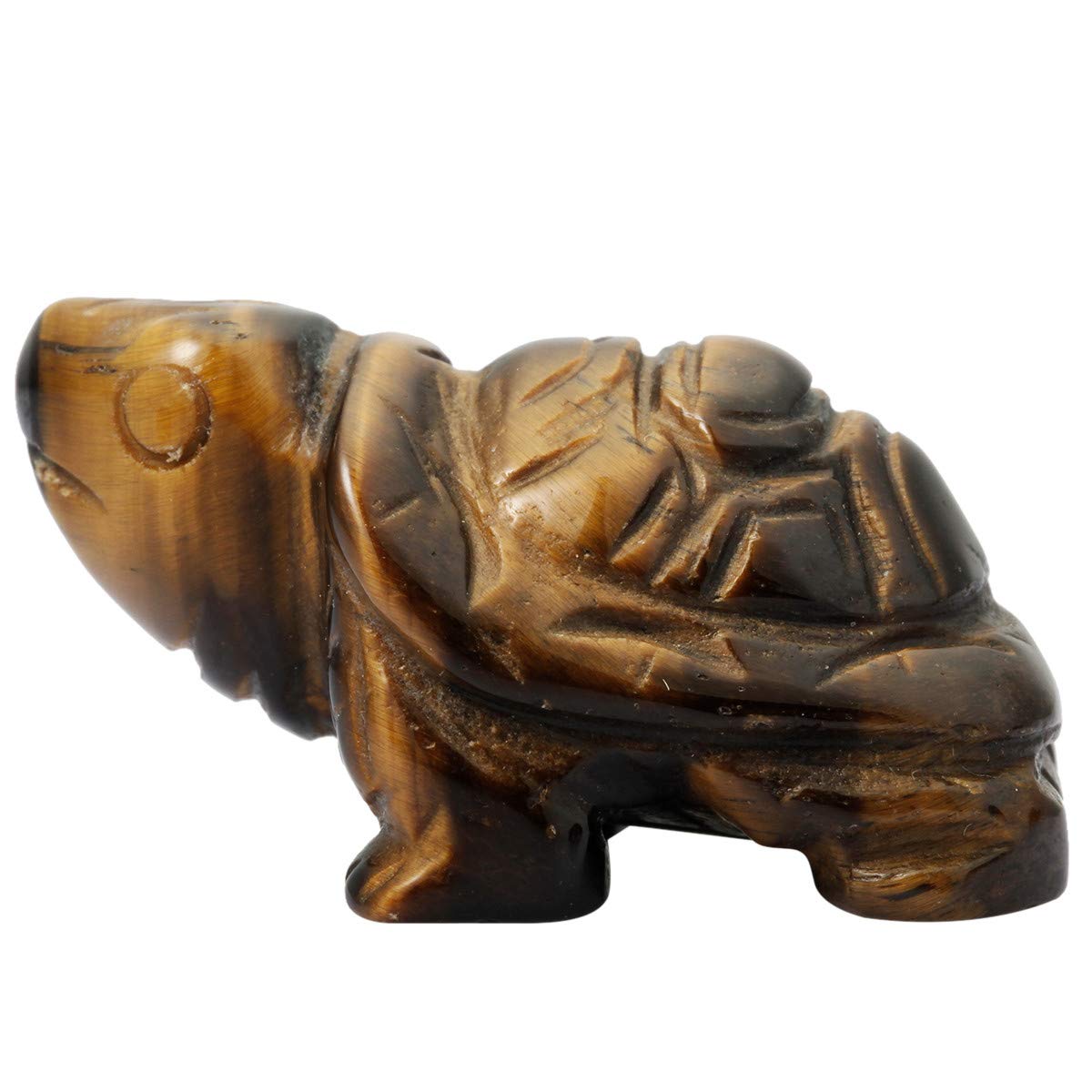 mookaitedecor Tiger's Eye Crystal Turtle Tortoise Statue Sculpture, Small Healing Stone Turtle Gift Reiki Pocket Gemstone Lucky Charm Ornament Desk Decor Figurines 1.5 Inch