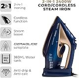 Tower T22008BLG CeraGlide Cordless Steam Iron Ceramic Soleplate Blue Rose Gold view 2