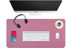 WAYBER Dual Sided Leather Desk Pad (31.5 x 15.7"), Office Waterproof Desk Mat, PU Mouse Pad, Desk Protector Cover, Desk Writing Mat for Office/Home/Work/Cubicle (Purple/Pink)
