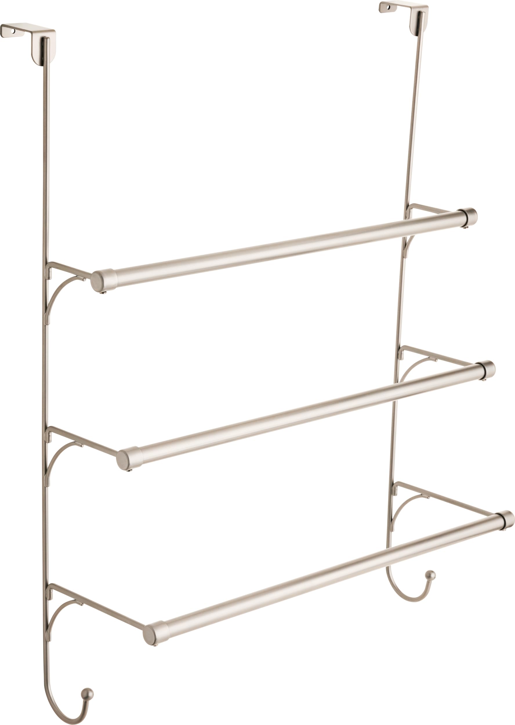 Photo 1 of Franklin Brass (1-Pack) Over the Door Hooks Nickel Triple Towel Rack, 3-Tier with Hooks, Organizing and Storage Bar | Bathroom Accessories 193153-FN