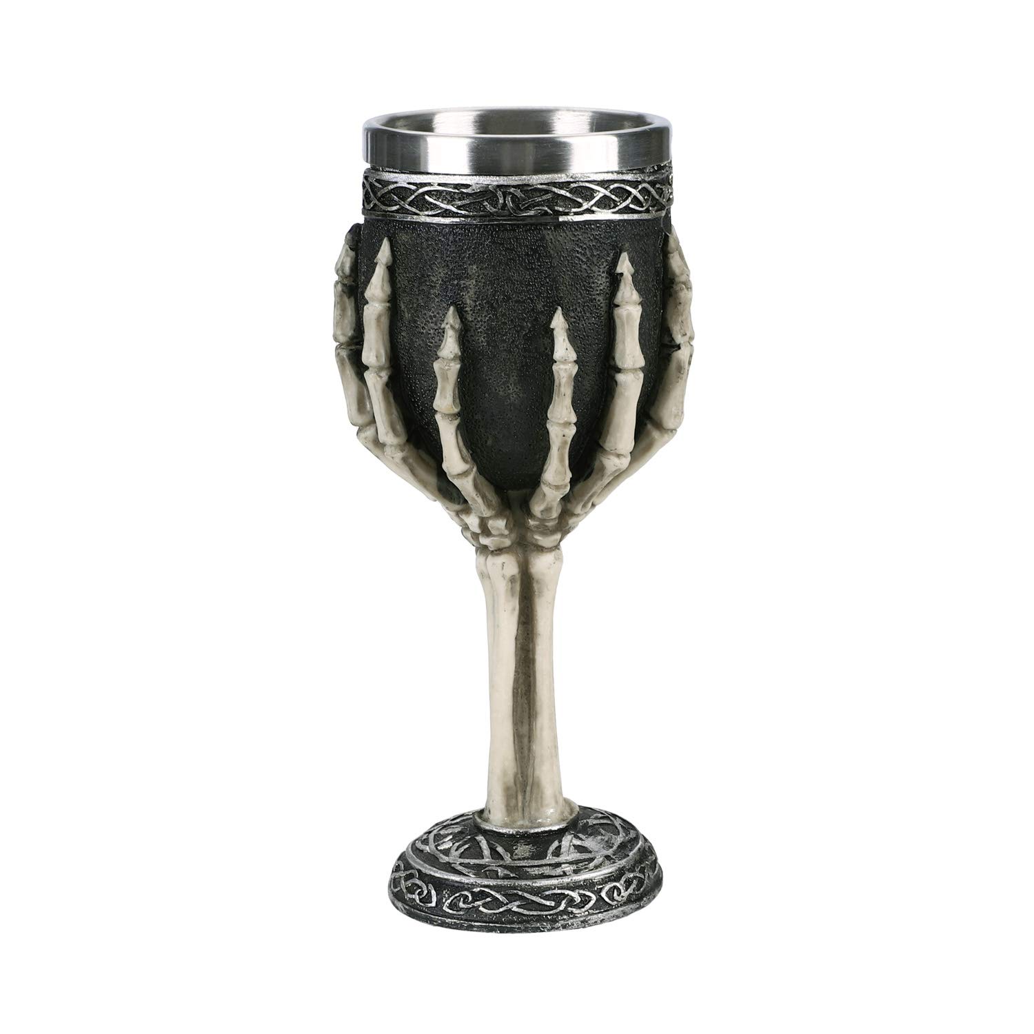 LONTG Skull Goblet Mug Skeleton Hand Resin Wine Stainless Steel Beer Cup Drinking Medieval Drinkware Wineglasses for Halloween Party Christmas Birthday Unique Gift