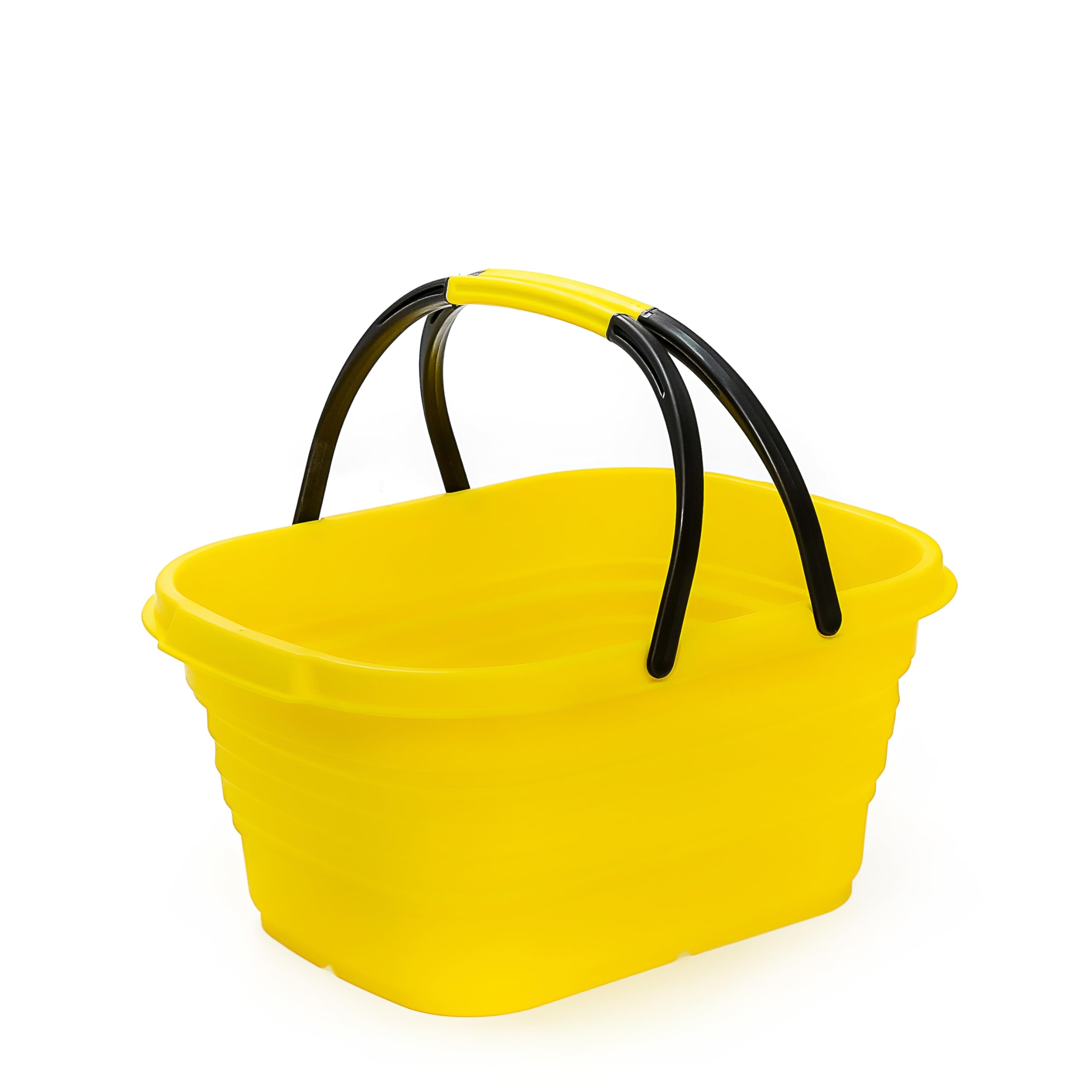 SAMMART 13L Collapsible Basket with Handle - Portable Outdoor Picnic Basket/Crater - Foldable Shopping Bag - Space Saving Storage Container (Golden Yellow, 1)