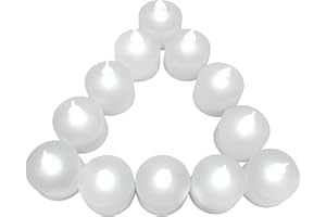 TrendBox 24 White, LED Plastic Tea Tealight Candles Lamp Flameless Shine Anniversary Wedding Party Restaurant Atmosphere Deco