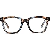 Peepers by PeeperSpecs Women's to The Max Square Light Blocking Reading Glasses, Blue Quartz, 49 + 2