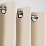 AMEHA Blackout Eyelet Curtains 66x72 In Cream Thermal Insulated 2 Panels view 5
