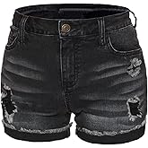Atditama Women's Summer Ripped Jean Shorts Stretch Skinny Frayed Denim Shorts Beach Casual Women Shorts