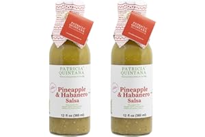 Patricia Quintana Pineapple & Habanero Salsa - Authentic Artisanal Mexican Ingredients - Perfect topping to your tacos, burritos, enchiladas or other favorite food (12 oz, 2 Bottles)