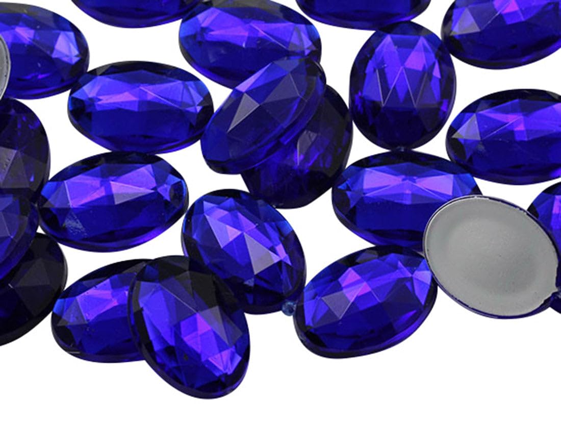Allstarco 14x10mm Blue Sapphire Dark .NAB01 Flat Back Oval Acrylic Rhinestones Tiny Face Gems Body Jewels Card Making Embelishments - 45 Pieces โ image 1