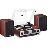 ANGELS HORN Vinyl Record Player with Speakers, Bluetooth Hi-Fi Turntable | Built-in Phono Preamp, Belt Drive 2-Speed, Adjustable Counterweight, Pitch Control